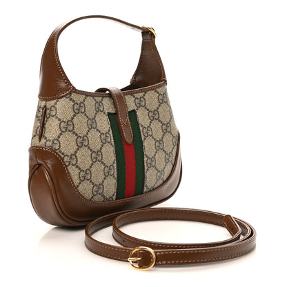 Gucci GG Supreme Monogram Azalea Calfskin Web Mini Jackie 1961 Hobo Beige Ebony Brown Sugar 3 of 10