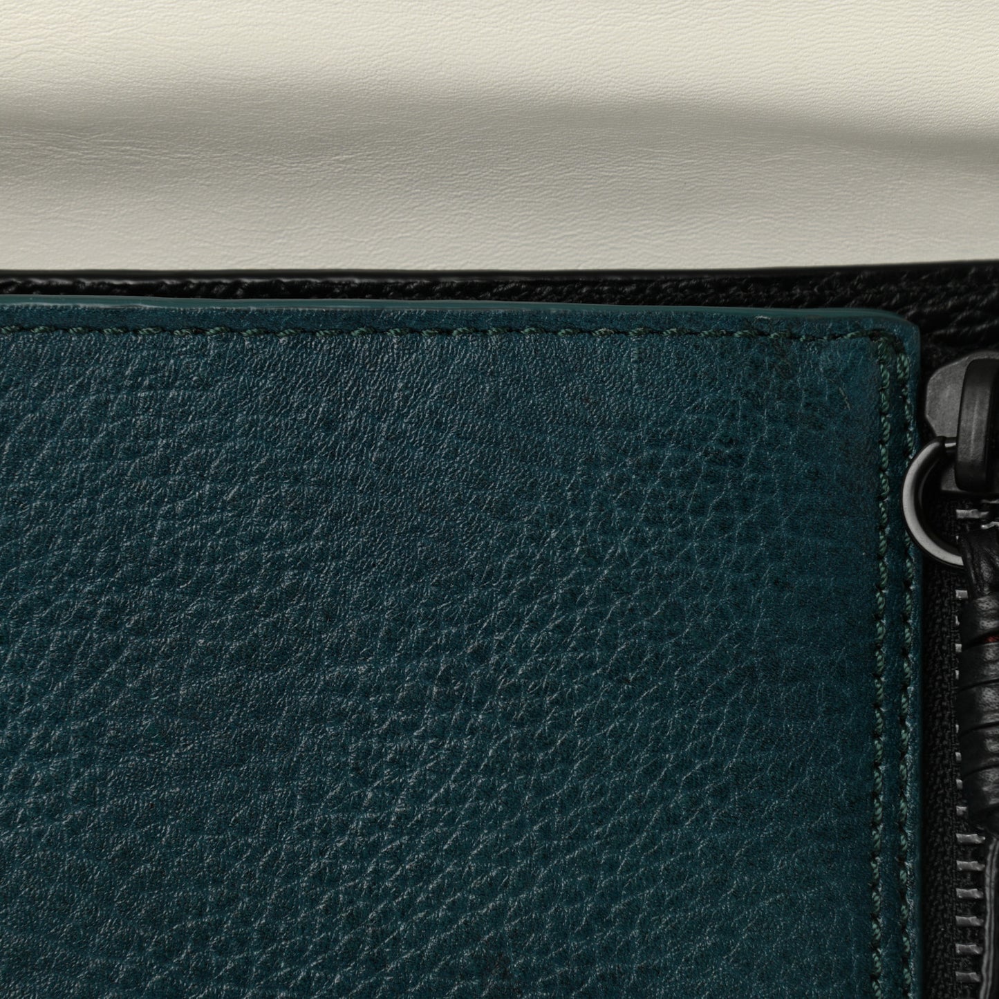 Textured Calfskin Colorblock Large Pashli Satchel Dark Teal