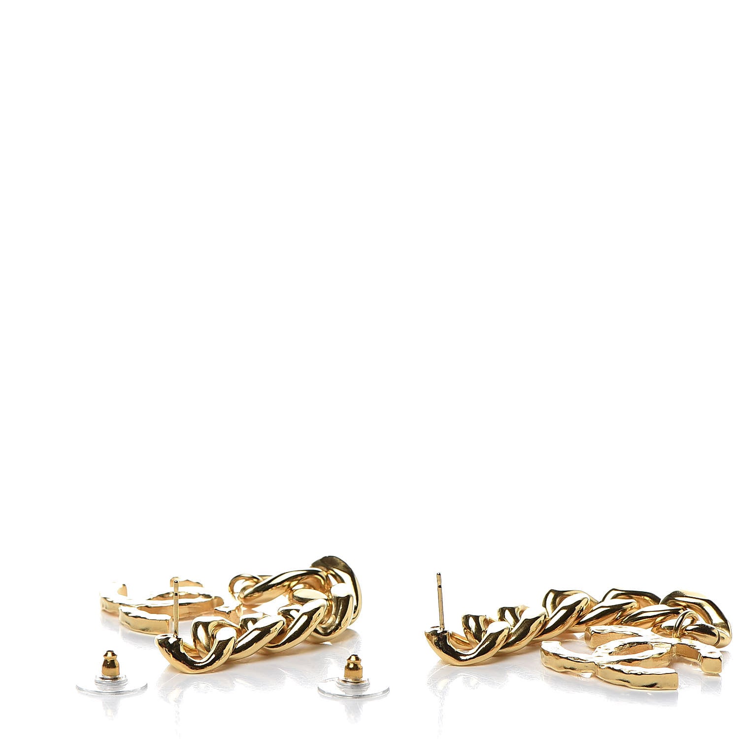 Chanel Metal CC Pick Drop Earrings Gold 3 of 5