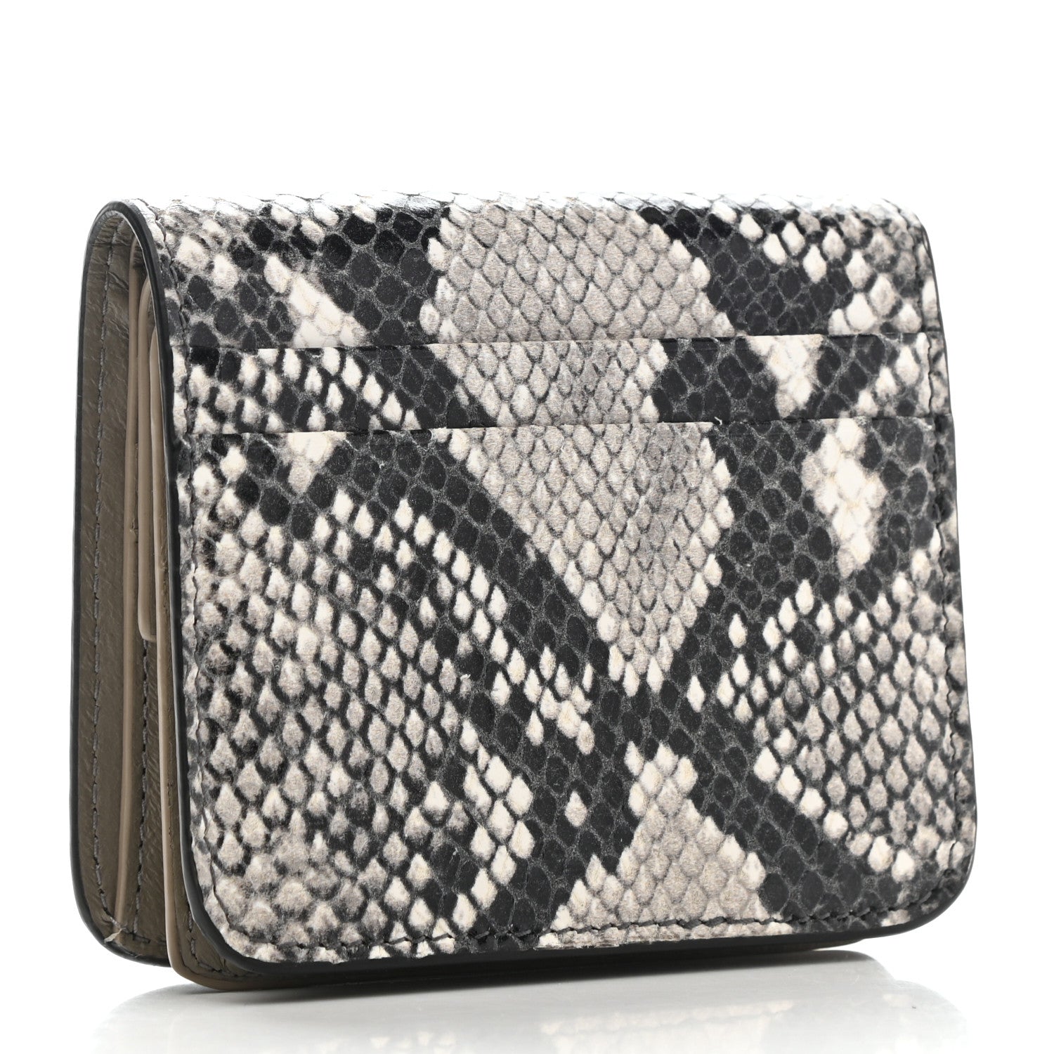 Balenciaga Calfskin Python Print Logo Cash Flap Coin Card Holder Black White 2 of 8