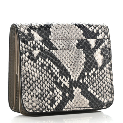 Balenciaga Calfskin Python Print Logo Cash Flap Coin Card Holder Black White 2 of 8