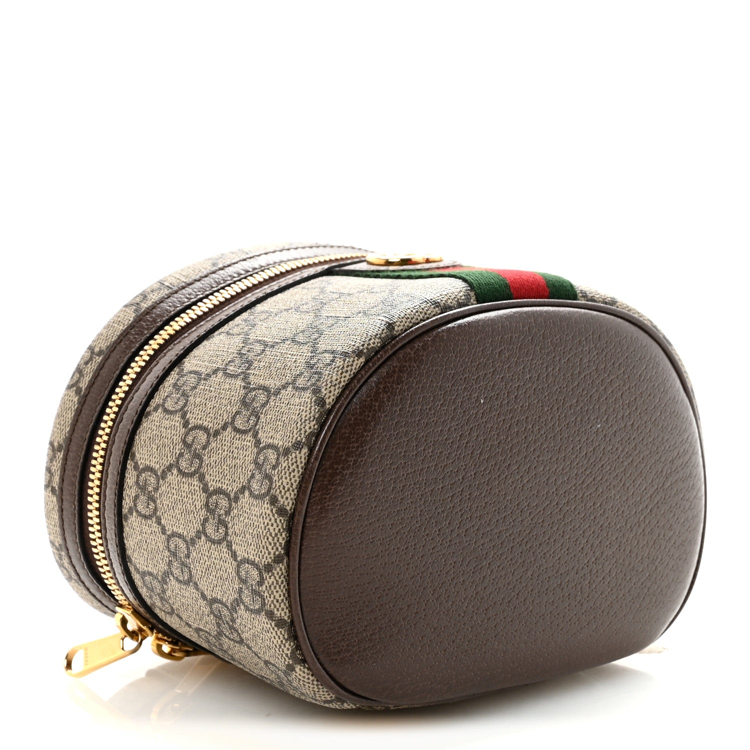 Gucci GG Supreme Monogram Textured Calfskin Web Ophidia Vanity Cosmetic Case Beige Ebony New Acero 4 of 7