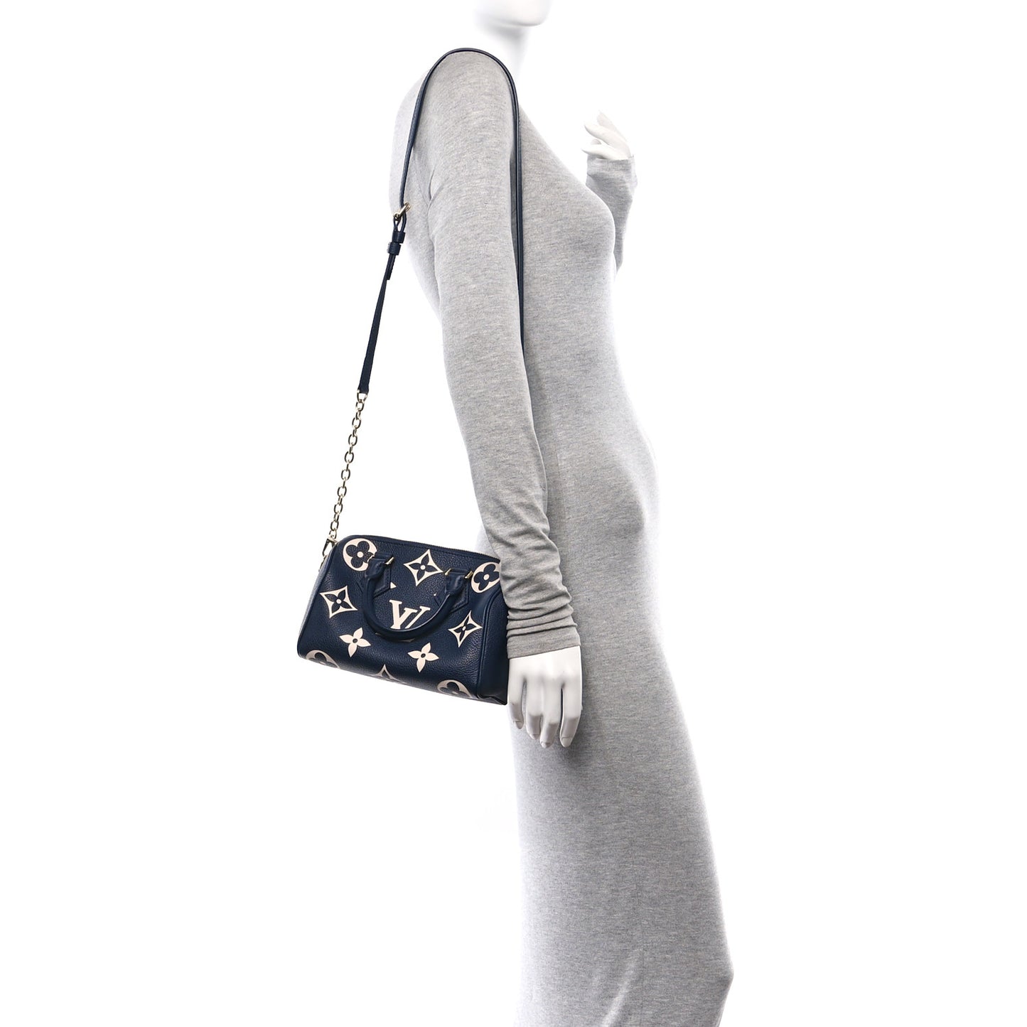 Empreinte Monogram Giant Speedy Bandouliere 20 Navy Creme