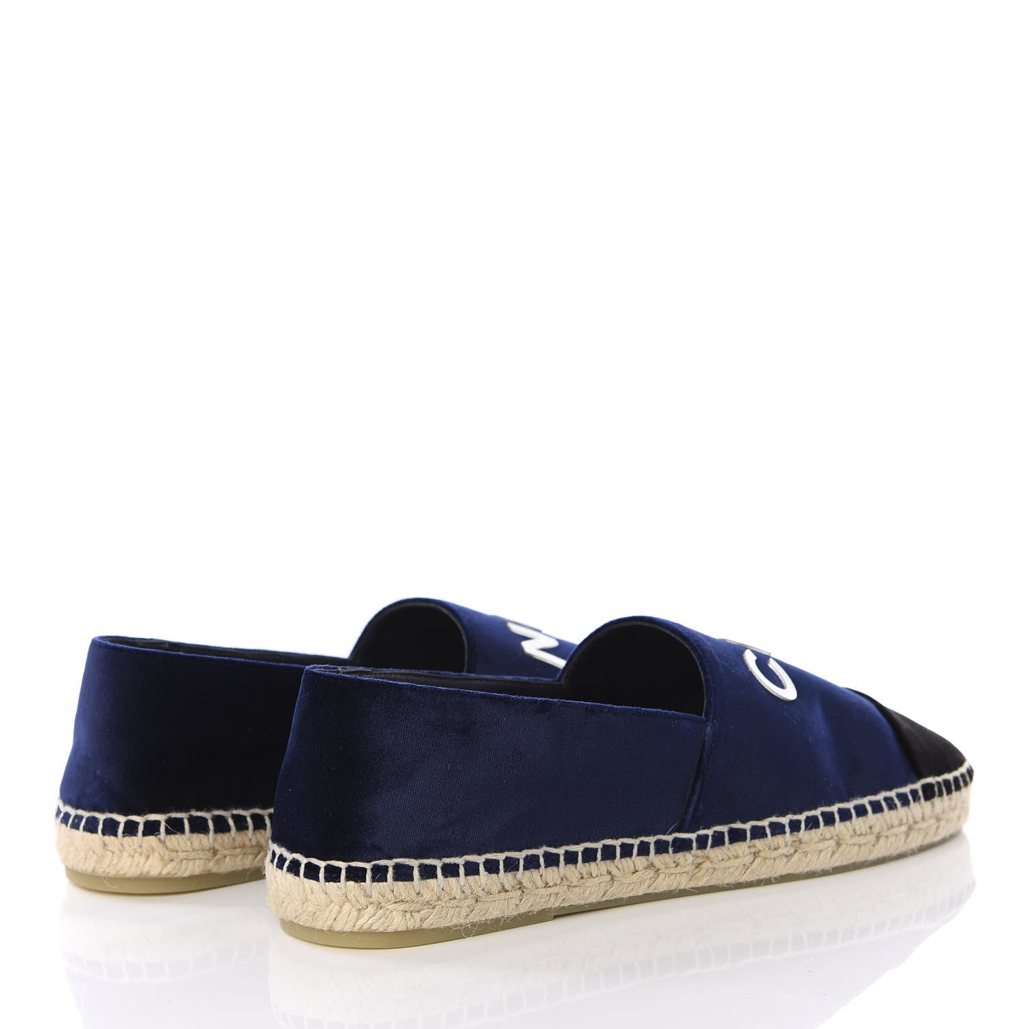 Chanel Velvet Logo Espadrilles 39 Navy Black 4 of 10