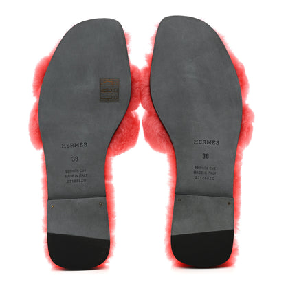 Hermes Woolskin Oran Sandals 38 Rose Du Desert 6 of 8