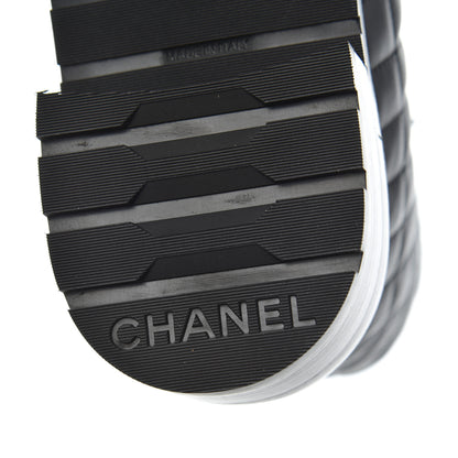 Chanel Shiny Lambskin Quilted Lace Up Combat Boots 37.5 Black 8 of 9
