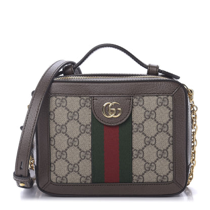 Gucci GG Supreme Monogram Mini Ophidia Top Handle Shoulder Bag Brown 1 of 9