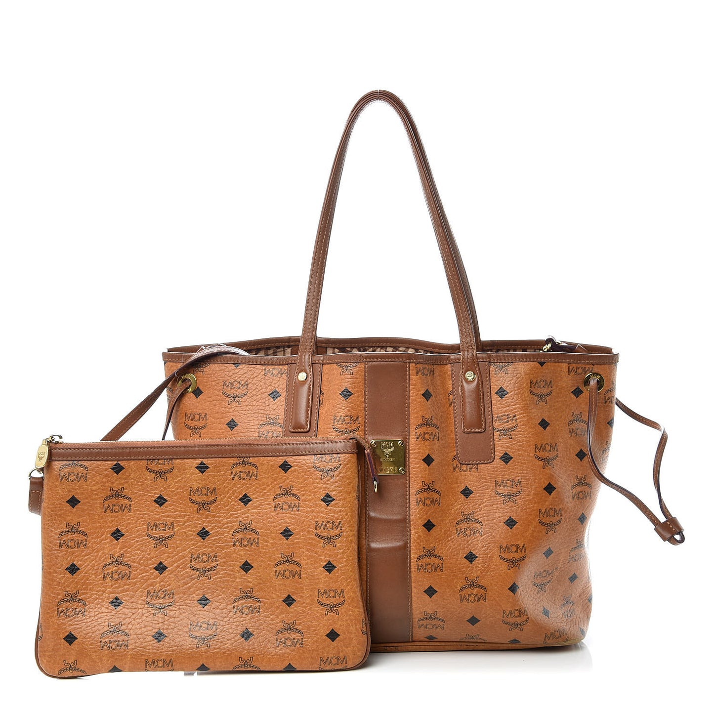 Visetos Medium Liz Reversible Shopper Tote Cognac