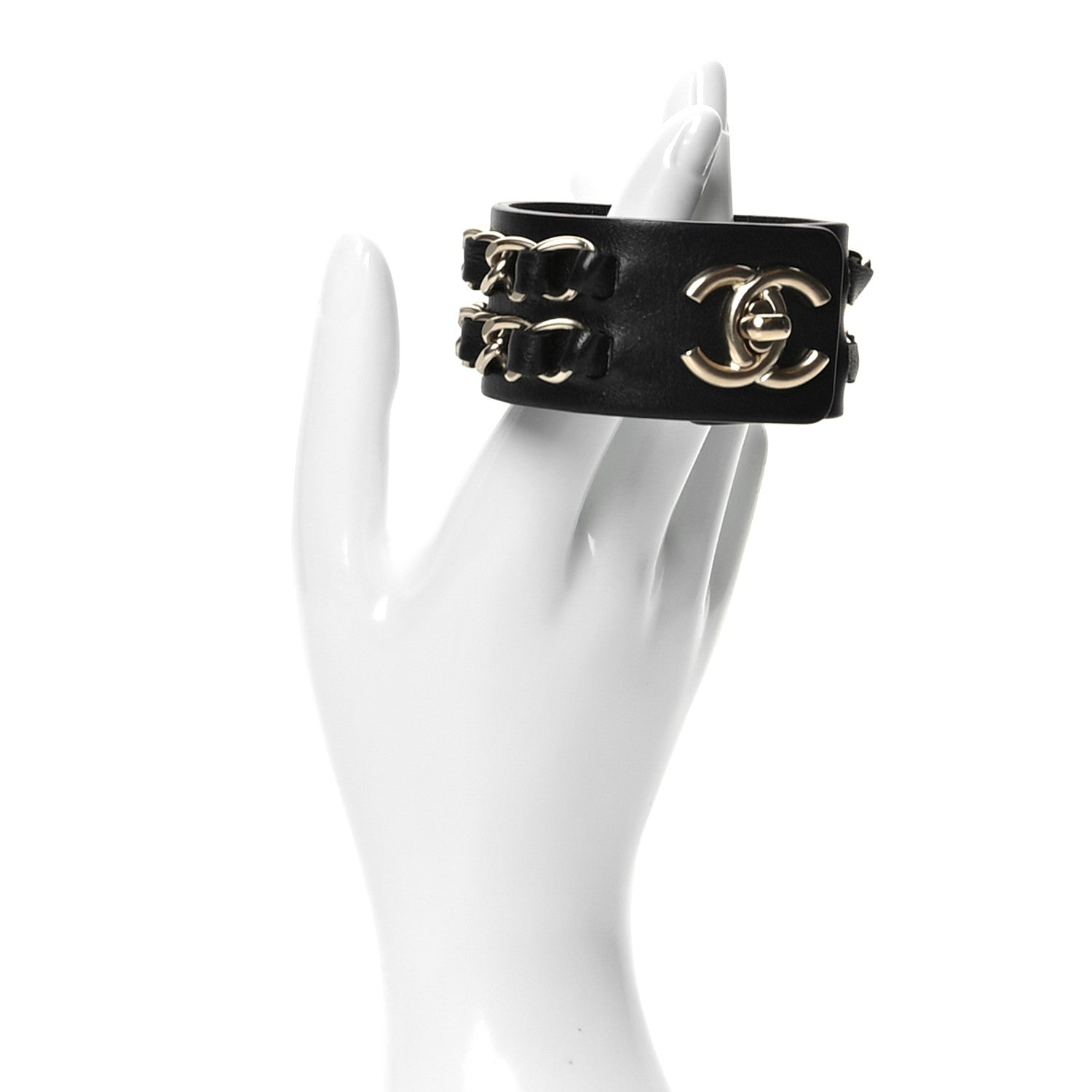 Chanel Lambskin CC Chain Turnlock Bracelet M Black 2 of 5