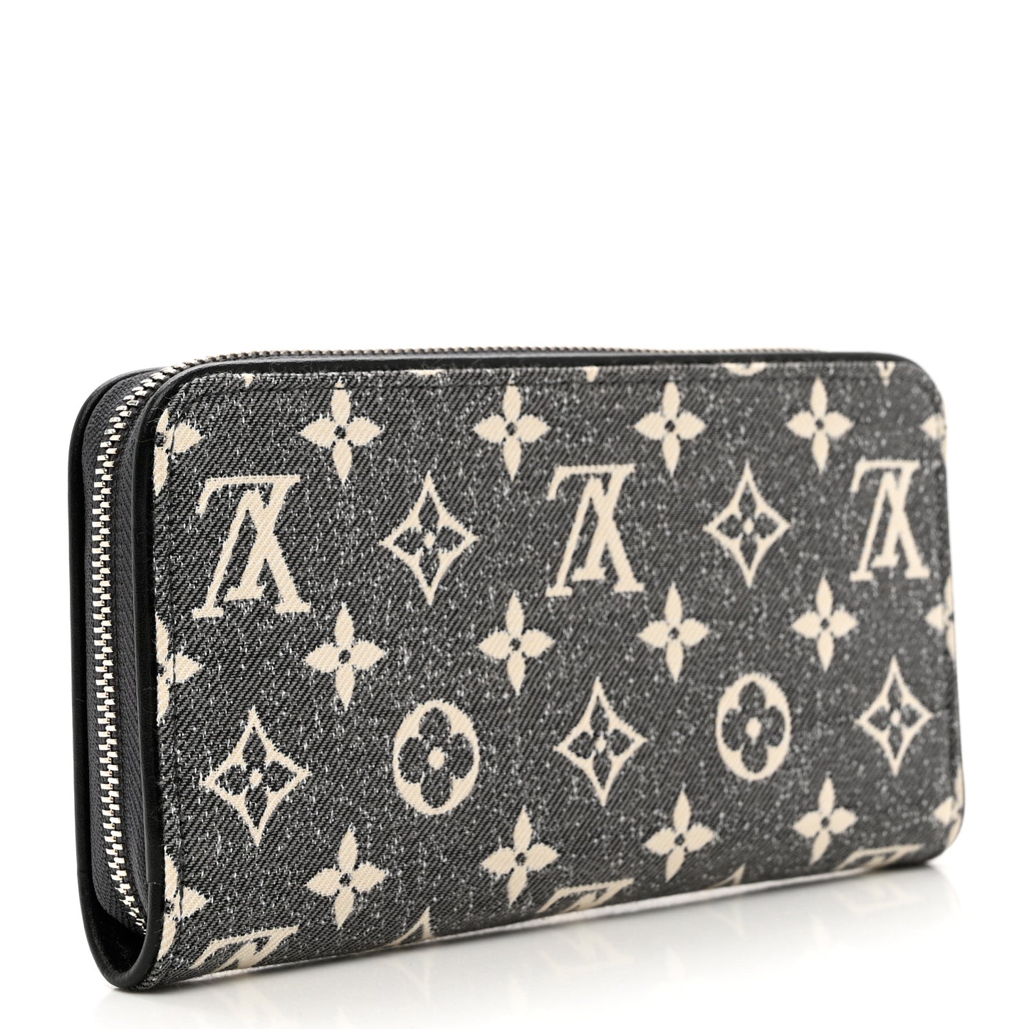 Denim Monogram Jacquard Zippy Wallet Grey