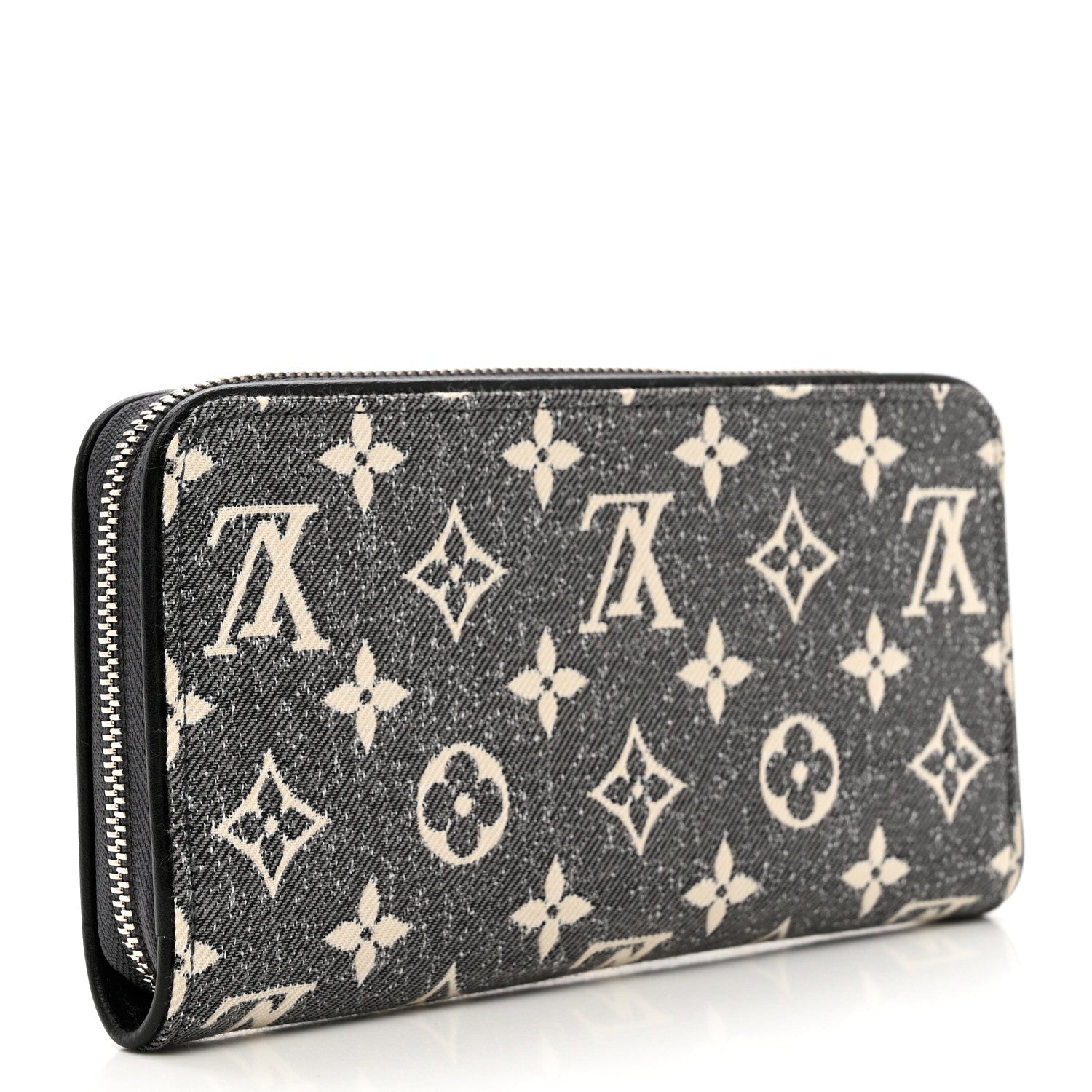 Louis Vuitton Denim Monogram Jacquard Zippy Wallet Grey 3 of 6