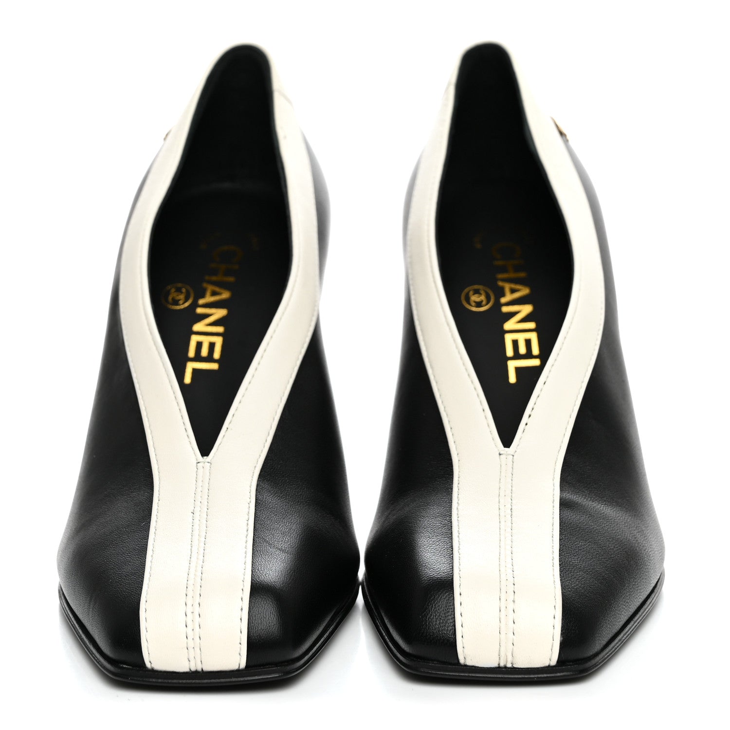 Chanel Lambskin Pumps 35.5 Black Ivory 3 of 10