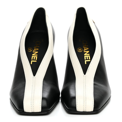 Chanel Lambskin Pumps 35.5 Black Ivory 3 of 10