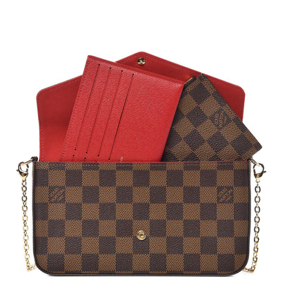 Louis Vuitton Damier Ebene Pochette Felicie Chain Wallet 3 of 11