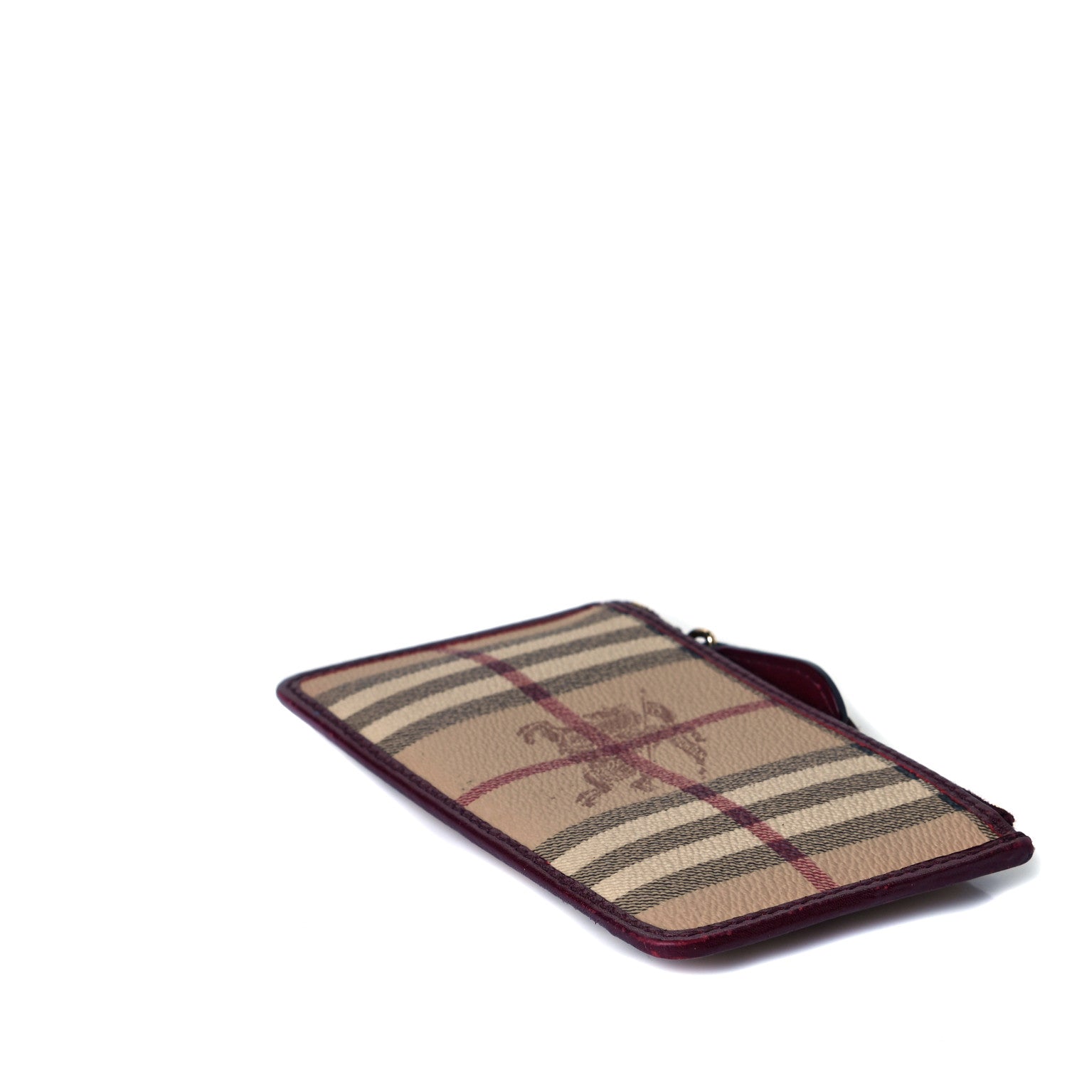 Burberry Haymarket Check Key Ring Coin Case Burgundy 5 of 8