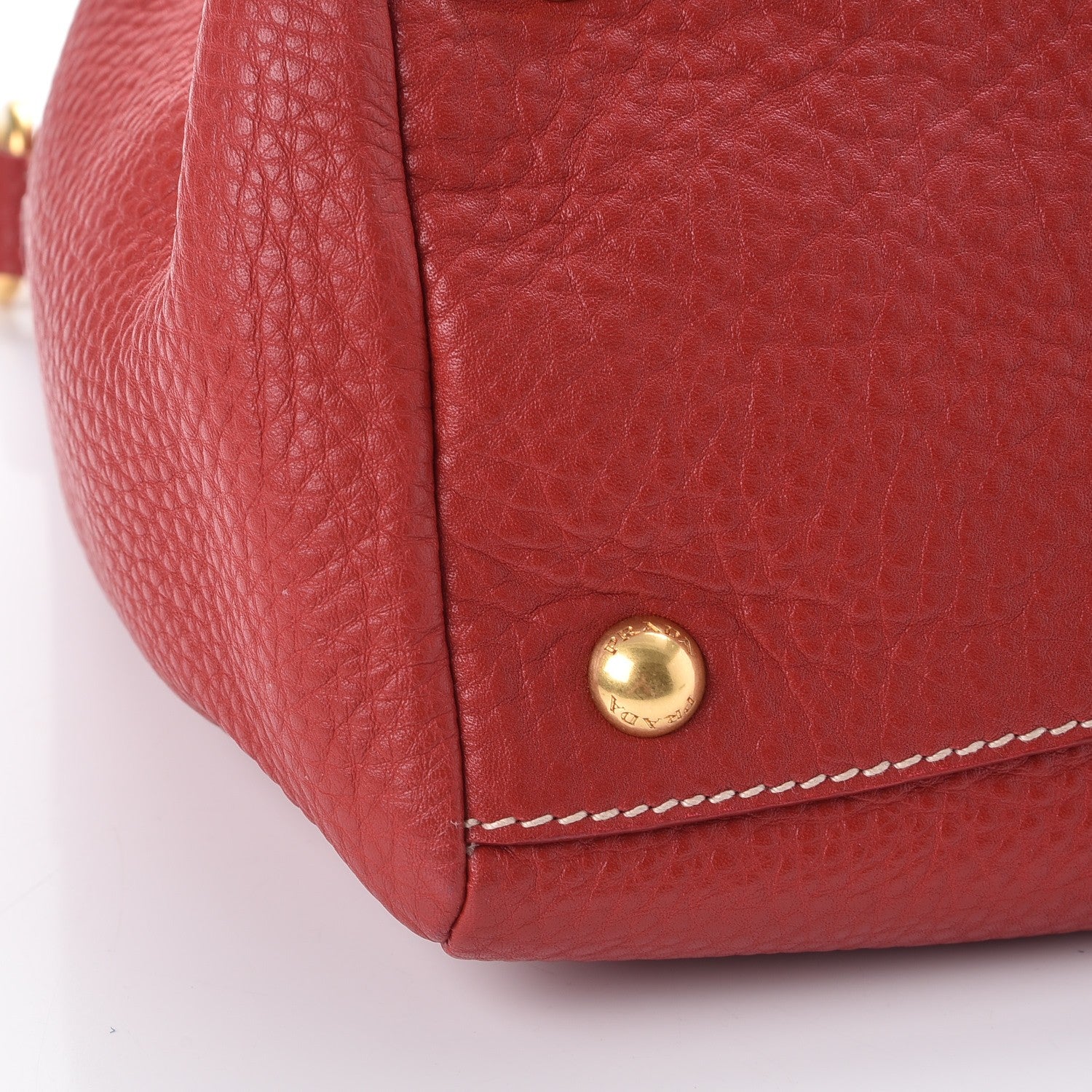 Prada Vitello Daino Top Handle Shoulder Bag Rosso 11 of 13