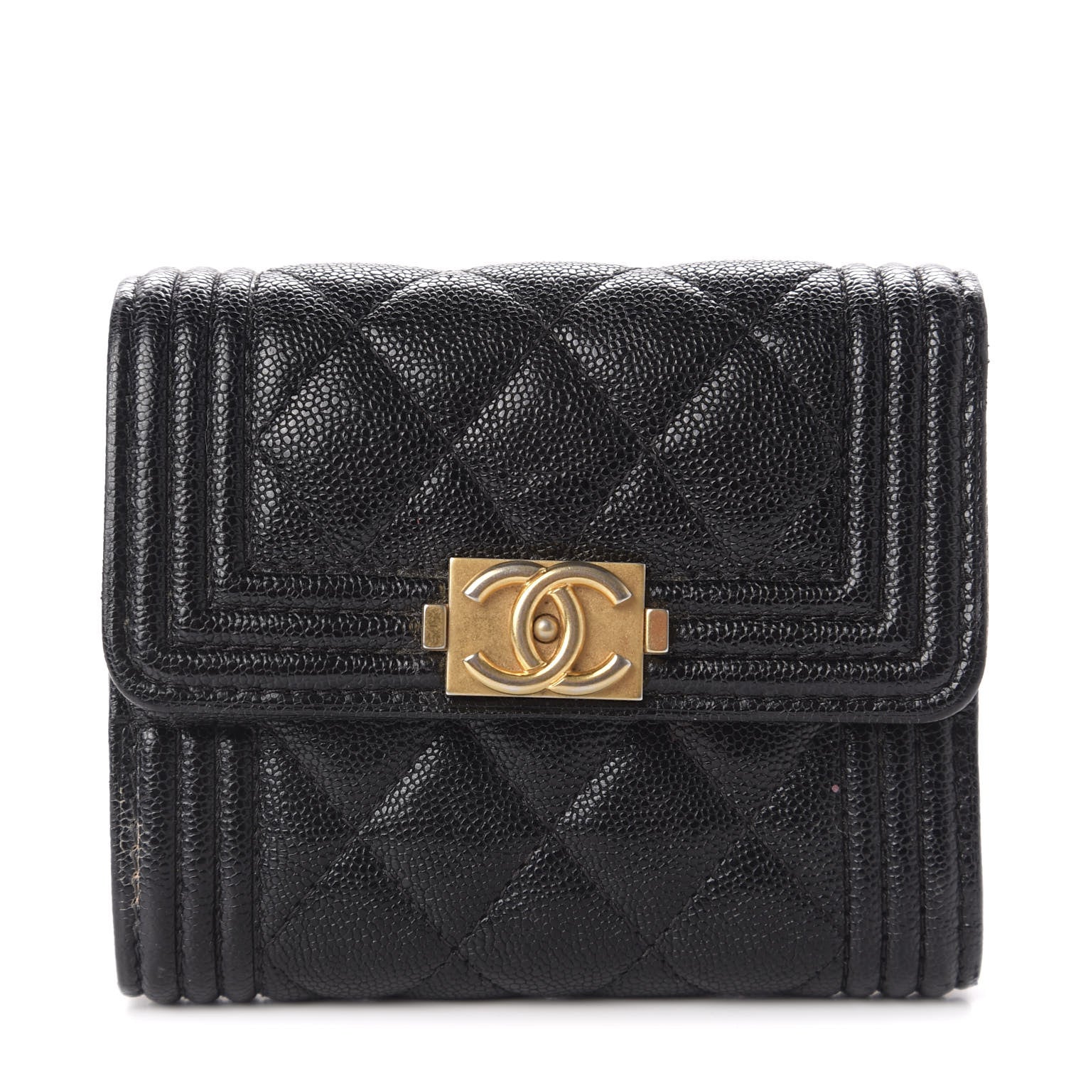 Chanel Caviar Quilted Compact Boy Wallet Black 1 of 7