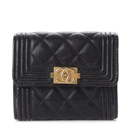 Chanel Caviar Quilted Compact Boy Wallet Black 1 of 7