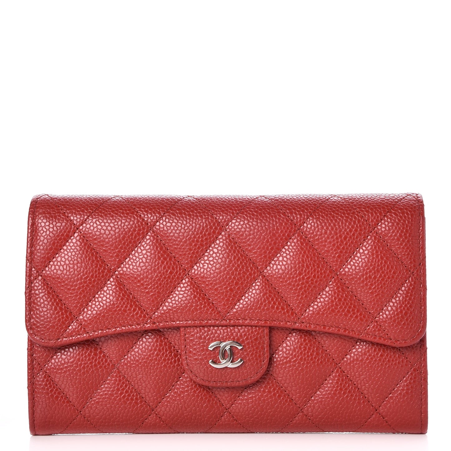 Caviar Quilted Large Flap Wallet Red