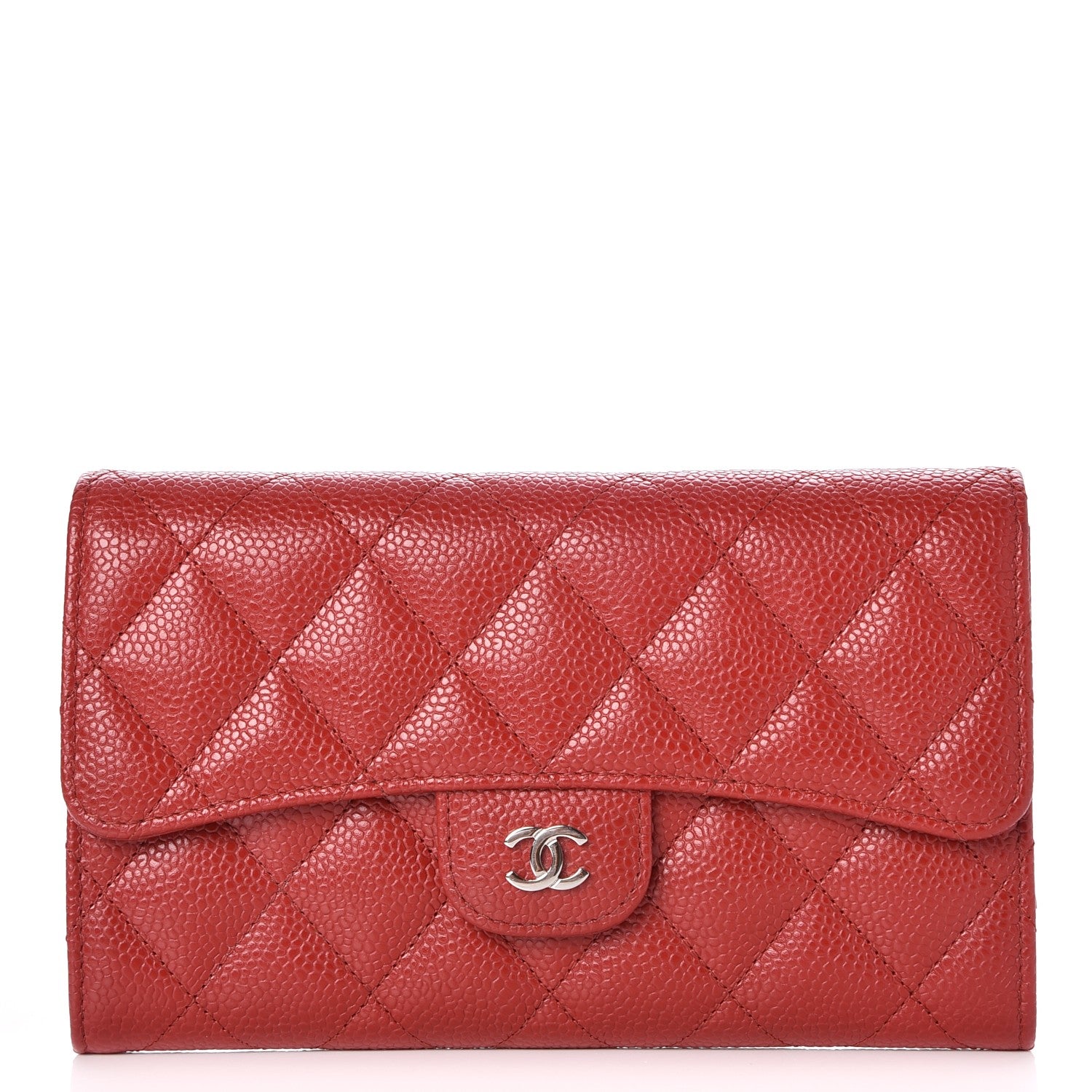 Chanel Caviar Quilted Large Flap Wallet Red 1 of 9