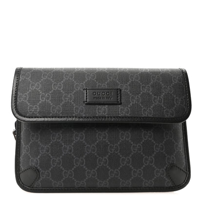 Gucci GG Supreme Monogram Web Slim Belt Bag Black Grey 1 of 11