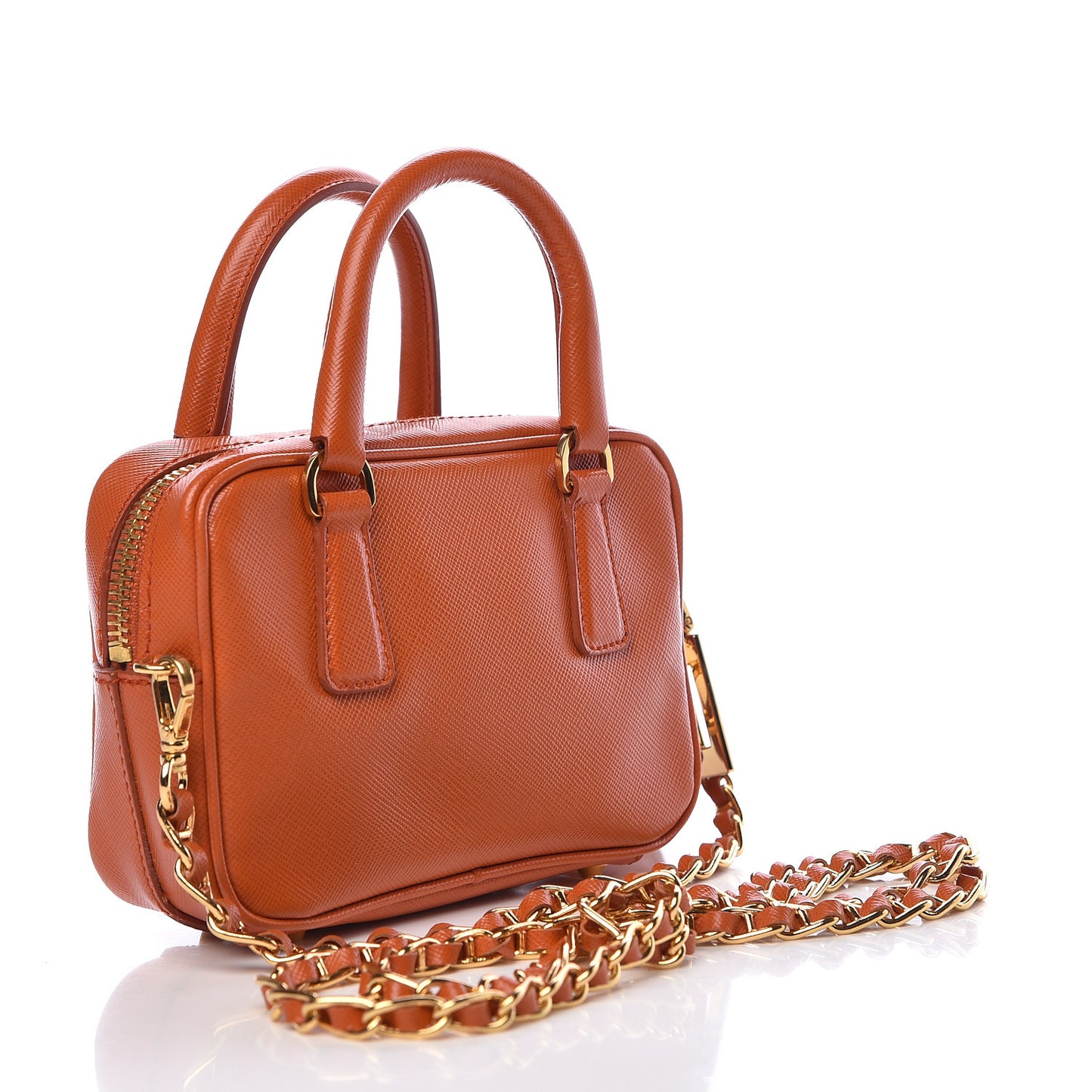 Saffiano Lux Mini Top Handle Crossbody Bag Papaya