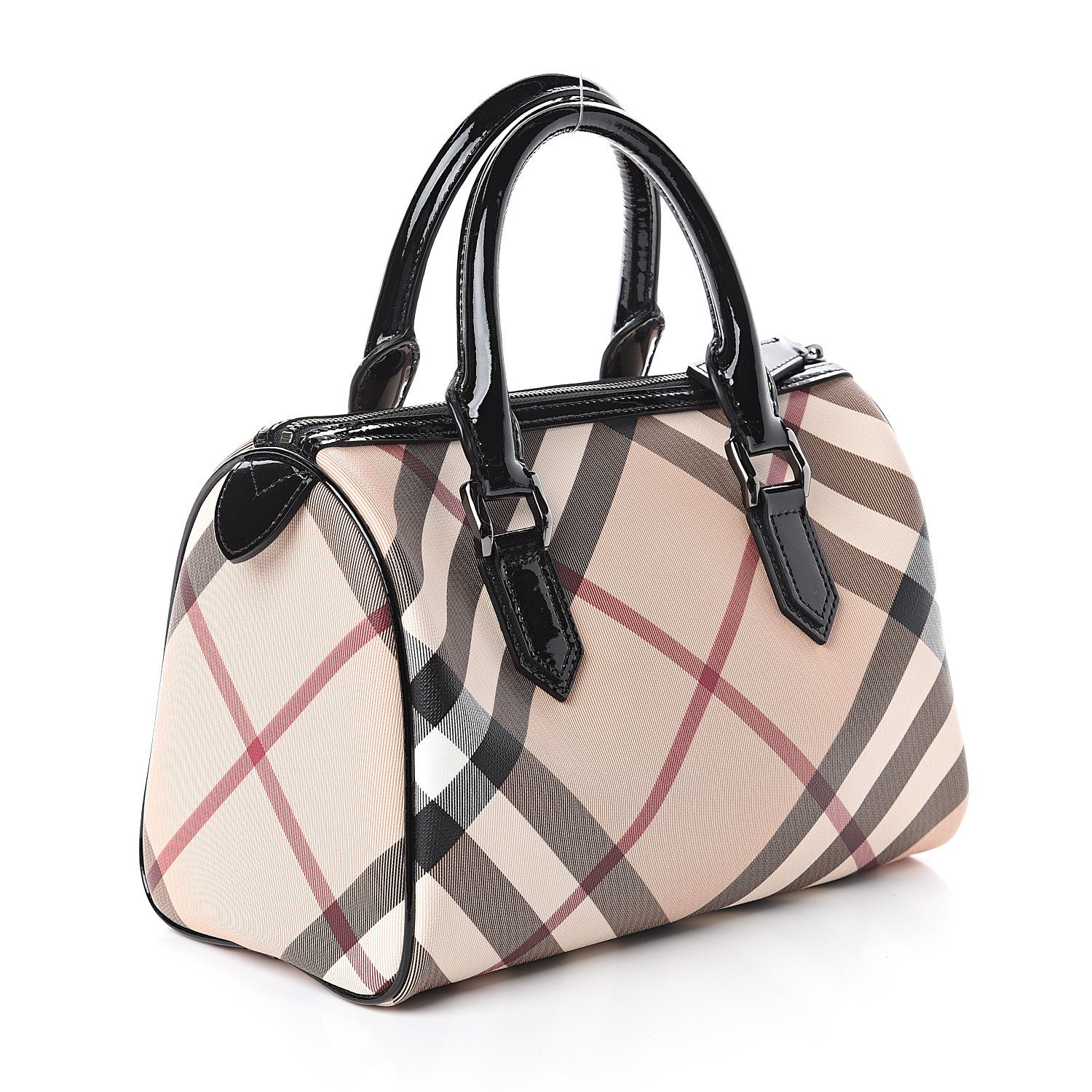Burberry Supernova Check Patent Small Chester Bowling Bag Black 2 of 8
