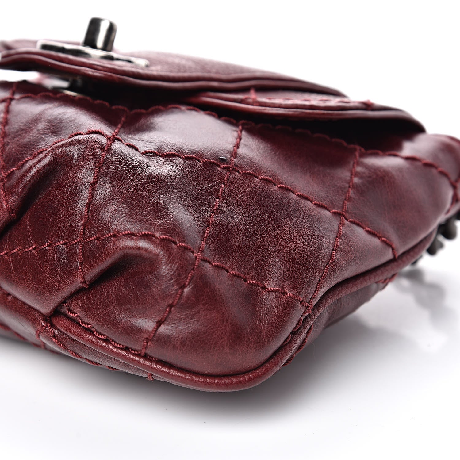 Chanel Caviar Aged Calfskin Mini Bubble Graphic Messenger Bag Dark Red 9 of 11