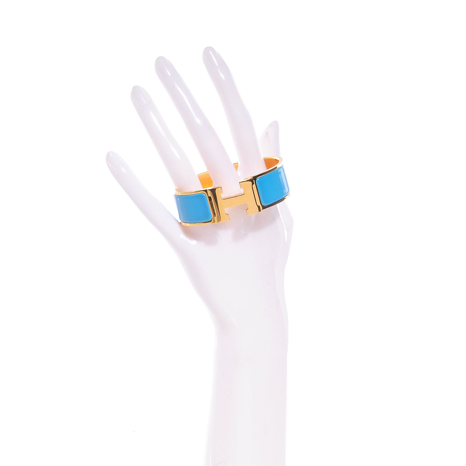 Hermes Enamel Wide Clic Clac H Bracelet GM Bleu Azure 2 of 5