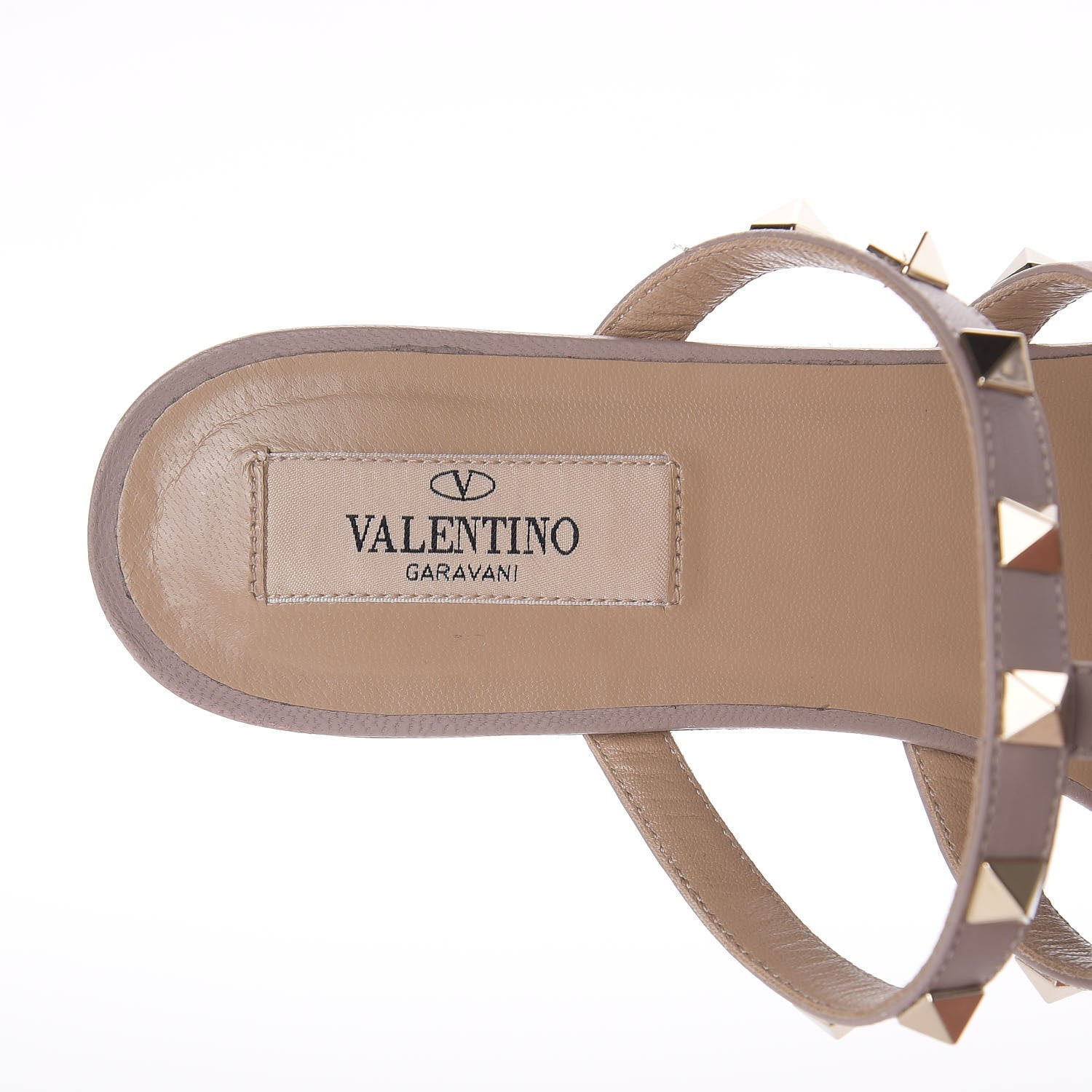 Valentino Garavani Nappa Rockstud Flat Cage Mules 36.5 Poudre 8 of 11