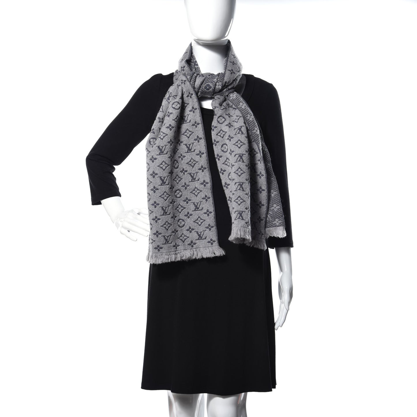 Wool Monogram Classic Scarf Grey