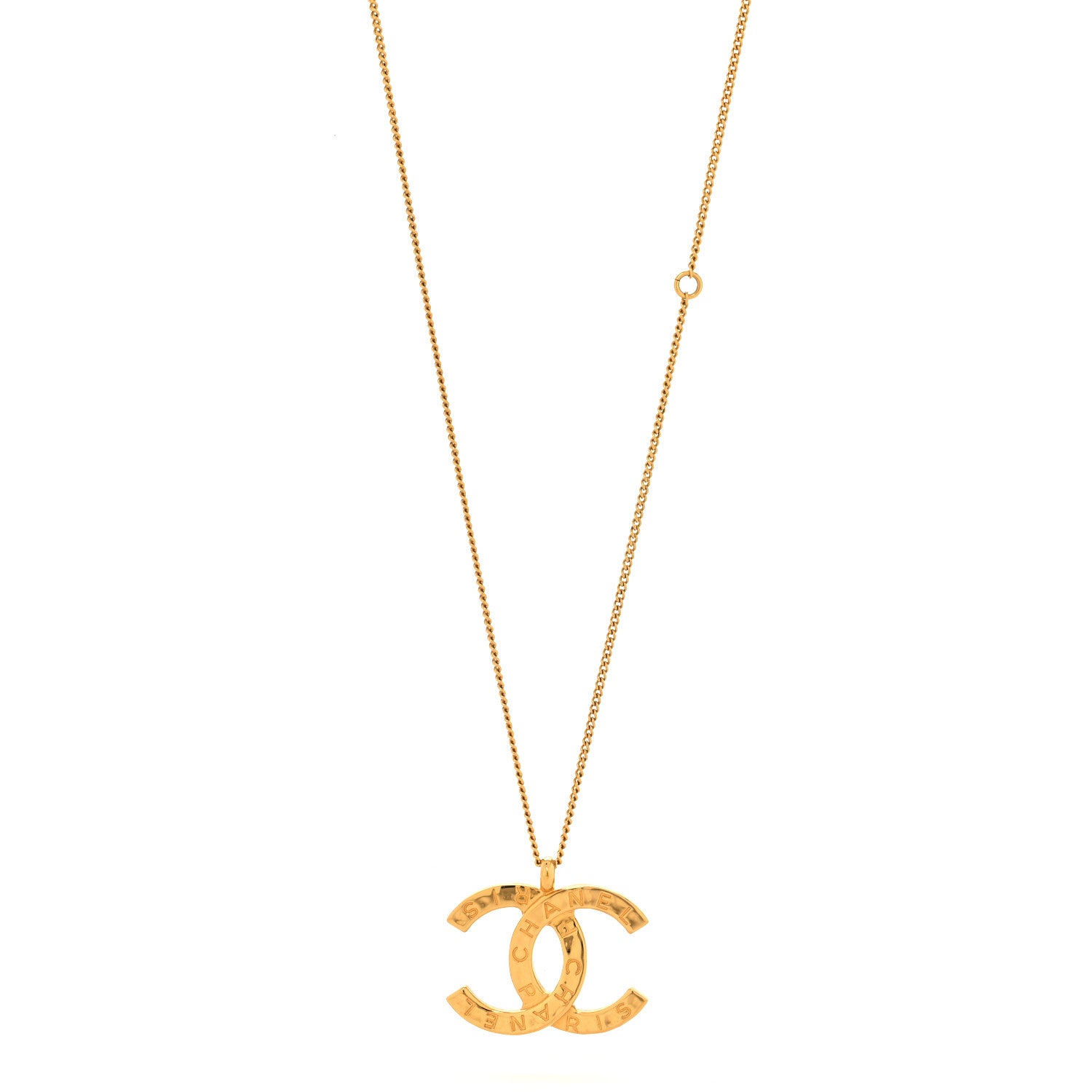 Chanel Metal CC Paris Button Necklace Gold 1 of 4