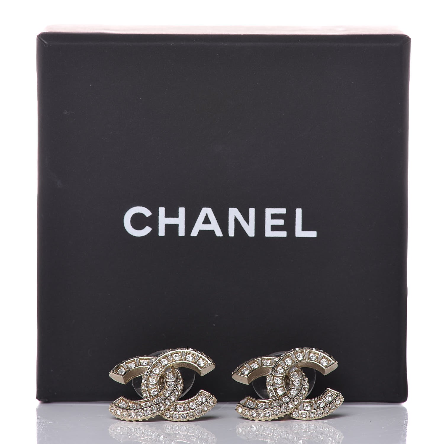 Chanel Crystal CC Earrings Gold 5 of 5