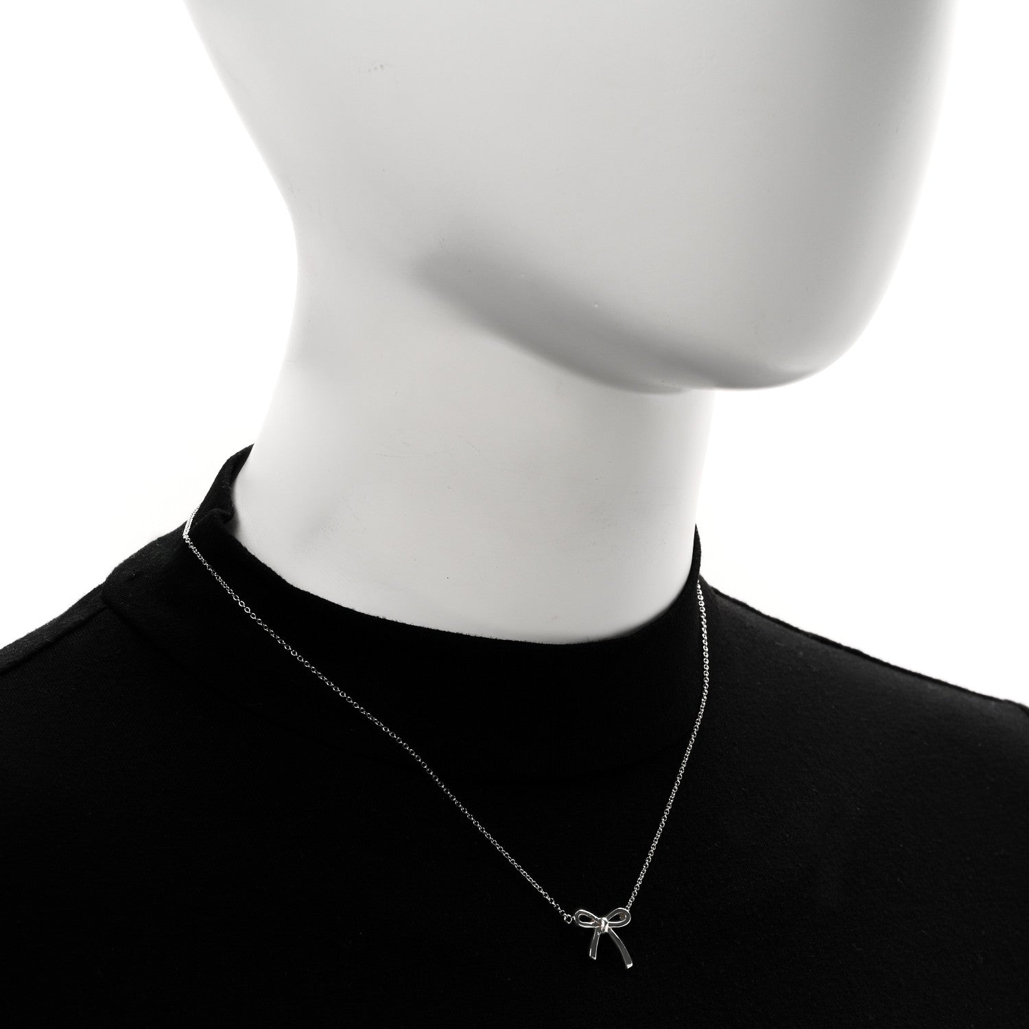 Tiffany Sterling Silver Small Bow Pendant Necklace 2 of 6