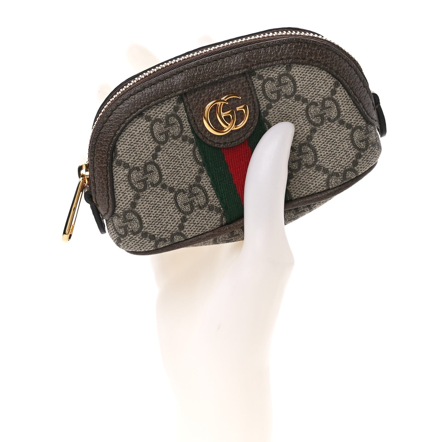 GG Supreme Monogram Web Ophidia Dome Key Pouch Beige New Acero