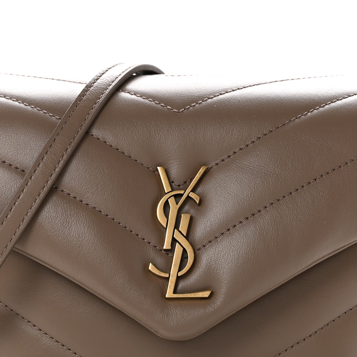 Saint Laurent Calfskin Y Quilted Monogram Toy Loulou Crossbody Bag Taupe 8 of 11