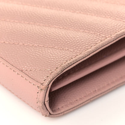 Saint Laurent Grain De Poudre Matelasse Chevron Monogram Chain Wallet Pale Pink 10 of 13