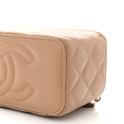 Chanel Lambskin Quilted Pearl Crush Small Vanity Case With Chain Beige 10 of 10