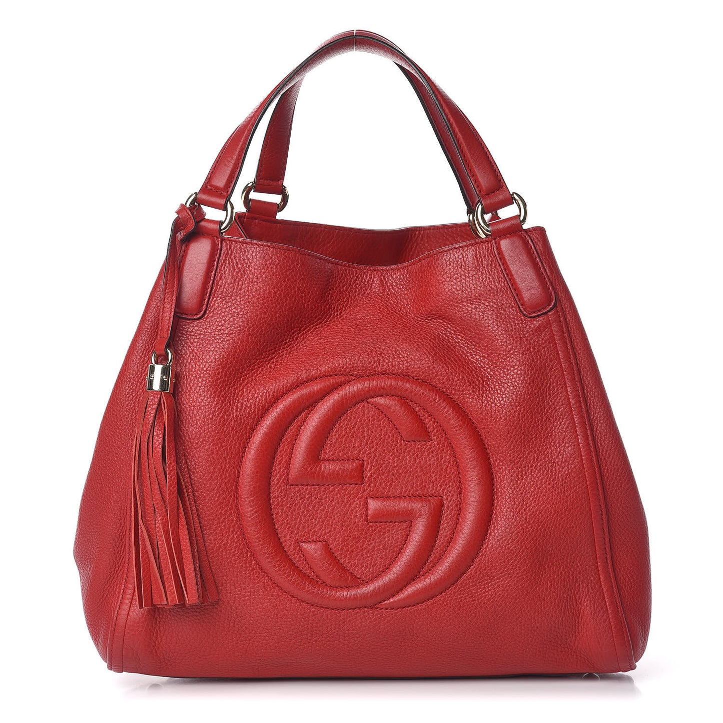 Pebbled Calfskin Medium Soho Shoulder Bag Red