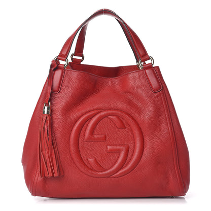 Gucci Pebbled Calfskin Medium Soho Shoulder Bag Red 1 of 11