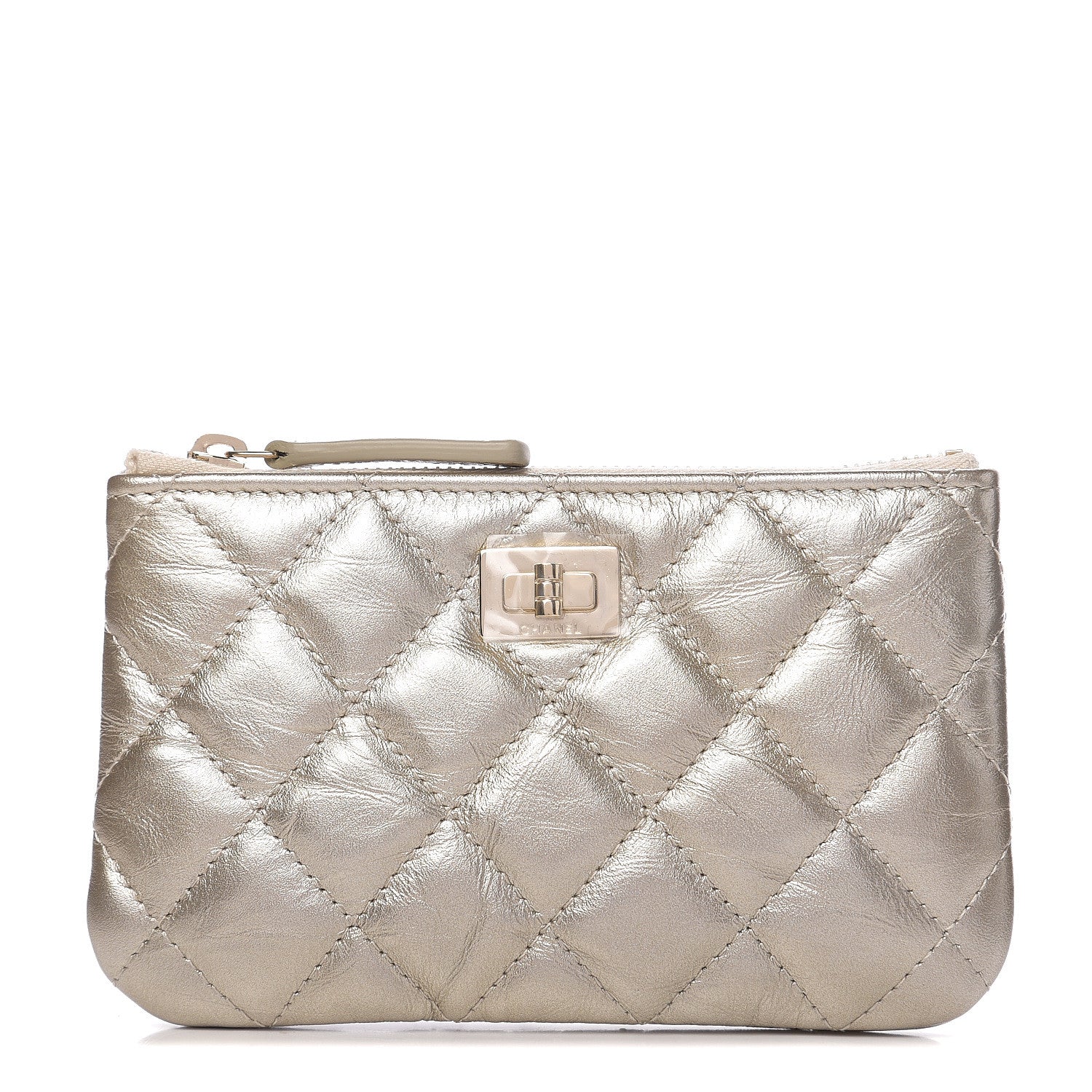 Chanel Metallic Aged Calfskin Quilted Small Reissue Cosmetic Case Gold 1 of 7