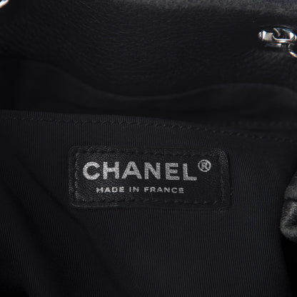 Chanel Deerskin Chevron Medium CC Chain Bucket Drawstring Bag Black 9 of 10