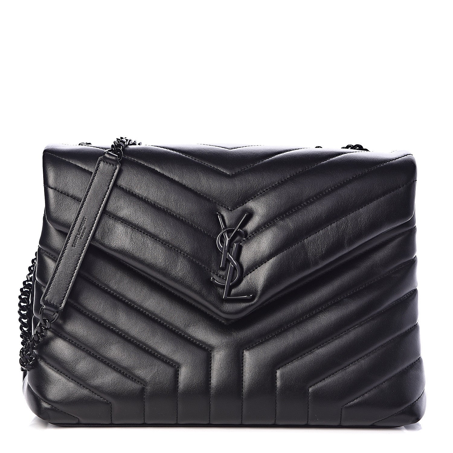 Saint Laurent Calfskin Y Quilted Monogram Medium Loulou Chain Satchel Black 1 of 12