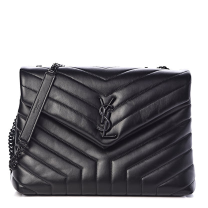 Saint Laurent Calfskin Y Quilted Monogram Medium Loulou Chain Satchel Black 1 of 12