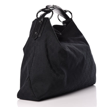 Gucci Monogram Large Horsebit Chain Hobo Black 4 of 10