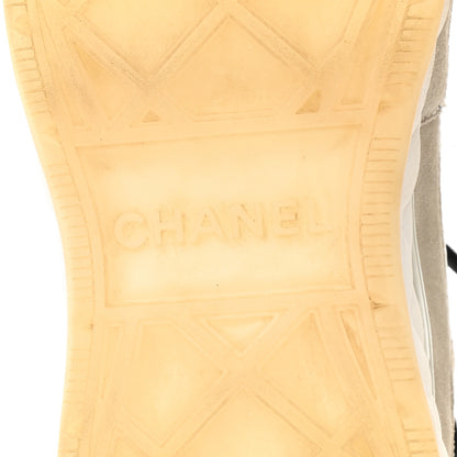 Chanel Velvet Calfskin Mixed Fibers CC Sneakers 38.5 Ivory Black 6 of 9
