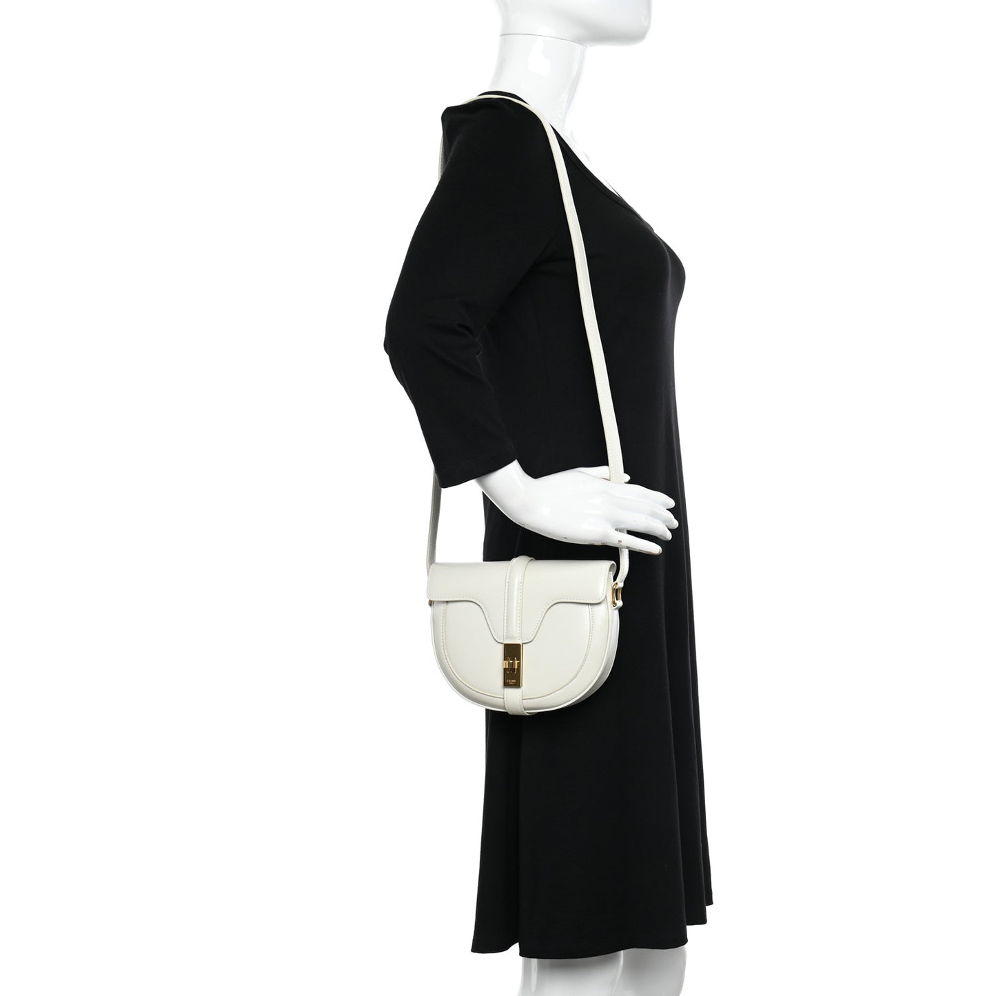 Satinated Calfskin Besace Small 16 White