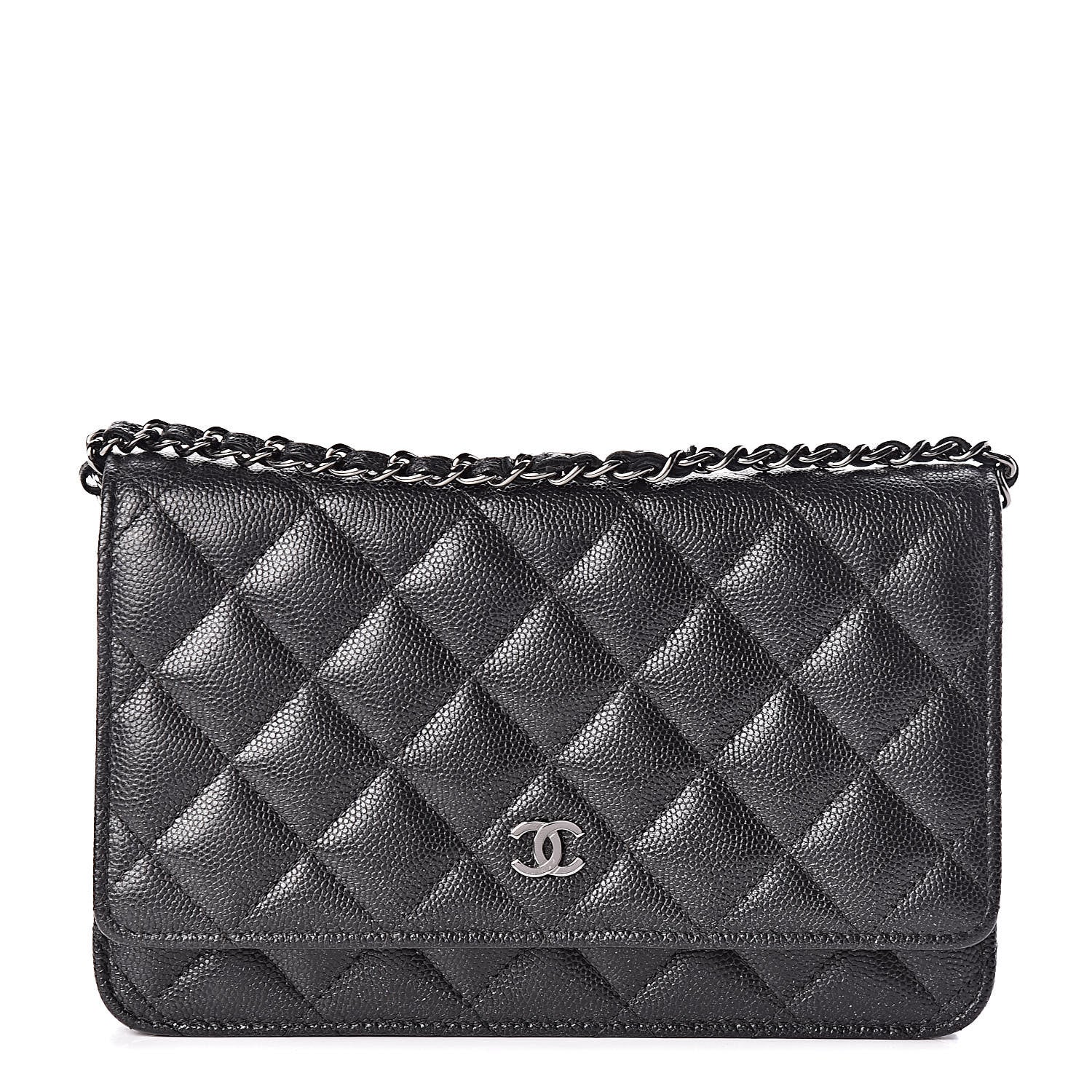Chanel Iridescent Caviar Quilted Wallet On Chain WOC Black 1 of 12