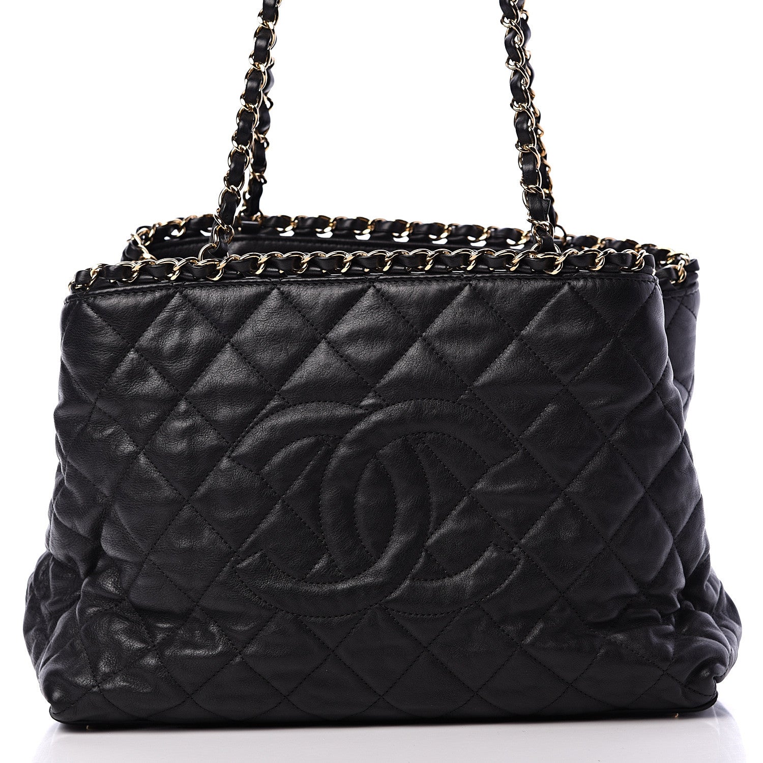 Chanel Calfskin Quilted Small Chain Me Tote Black 7 of 9
