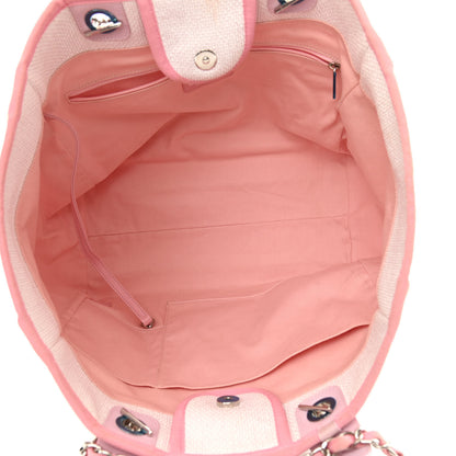 Chanel Canvas Large Deauville Tote White Pink 4 of 9